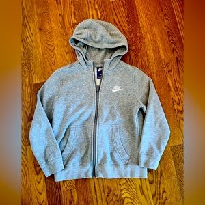 Gray Nike zipped hoodie youth small